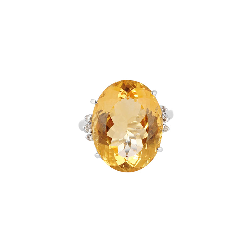 Golden Topaz & Diamond Ring in Sterling Silver