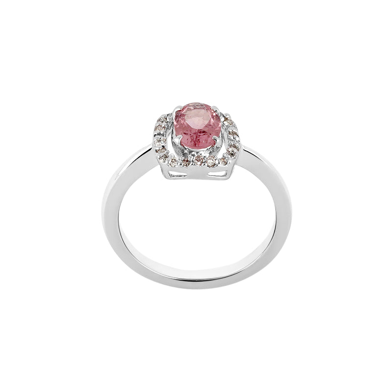 Tourmaline & Diamond Ring in Sterling Silver