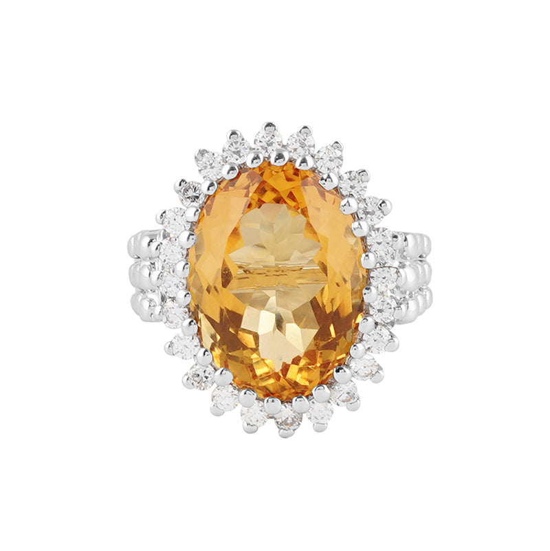 Golden Topaz & Zircon Ring in Sterling Silver