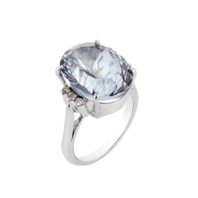 Mystic & Diamond Ring in Sterling Silver