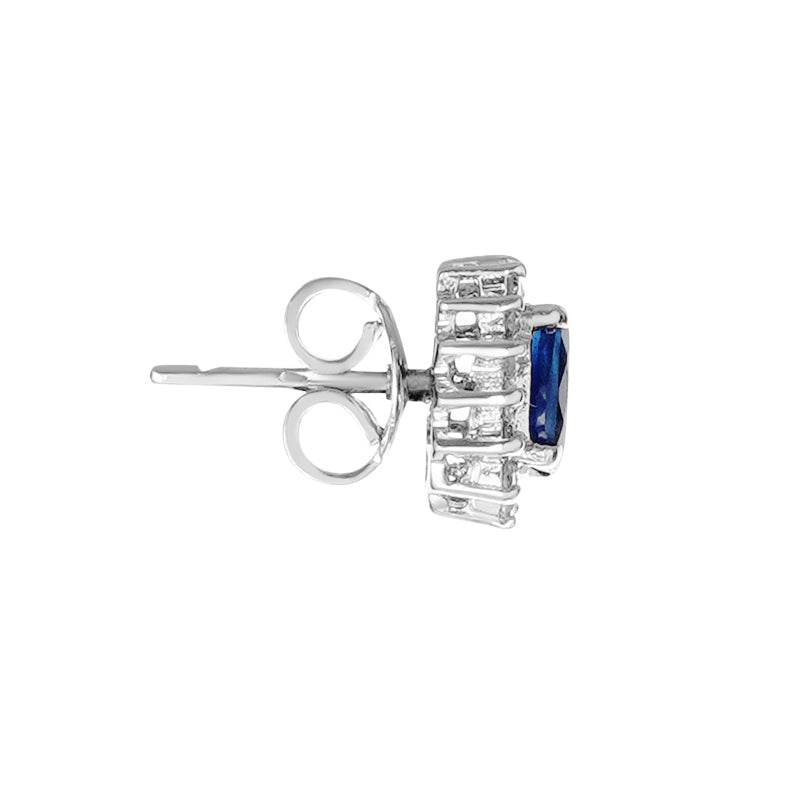 Sterling Silver Sapphire & Diamond Stud