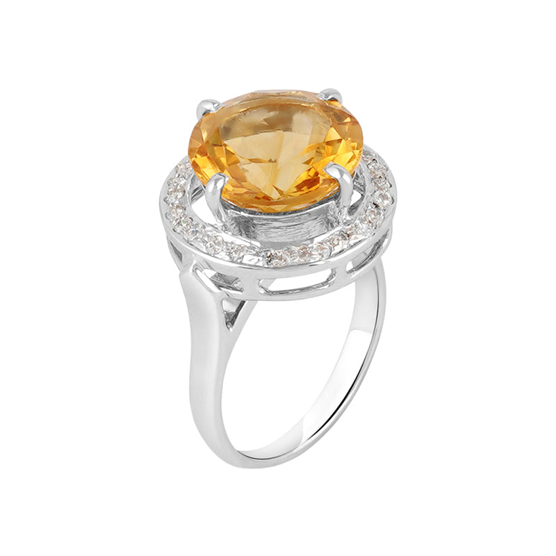 Golden Topaz & Zircon Ring in Sterling Silver