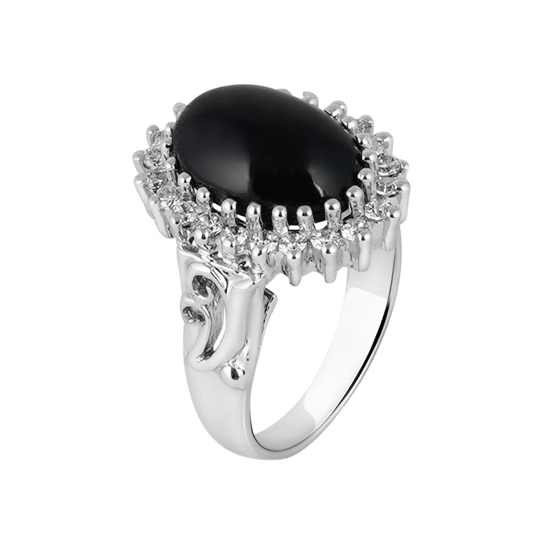 Black Star & Zircon Ring in Sterling Silver