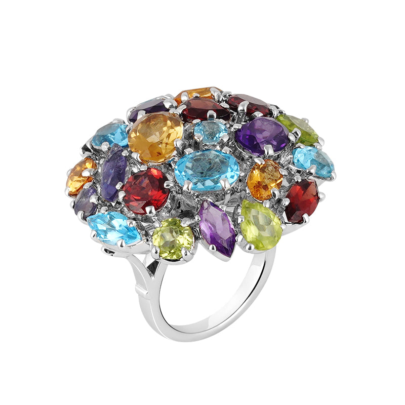 Colorful 18k Gold-Plated Multi-Stone Ring Crafted in India - Colorful  Fantasy | NOVICA