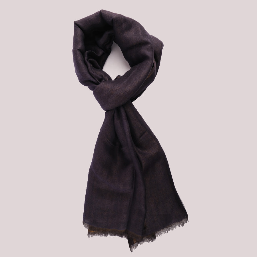 Natural Reversible Cashmere Stole with Multicolor Stripes