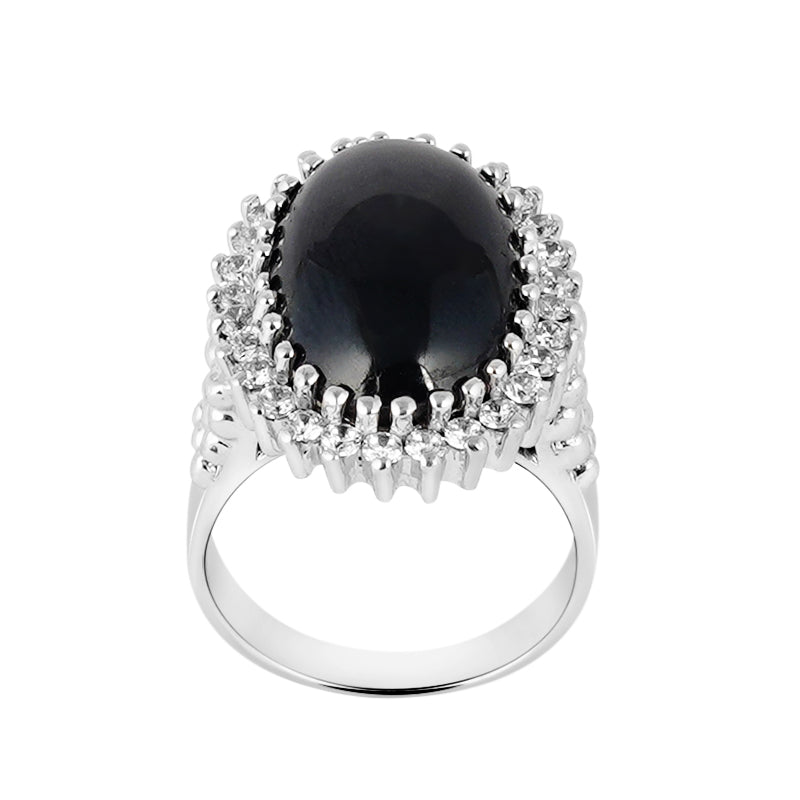 Black Star & Zircon Ring in Sterling Silver