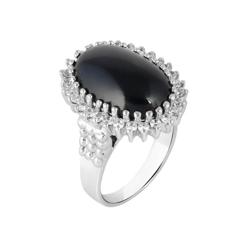 Black Star & Zircon Ring in Sterling Silver