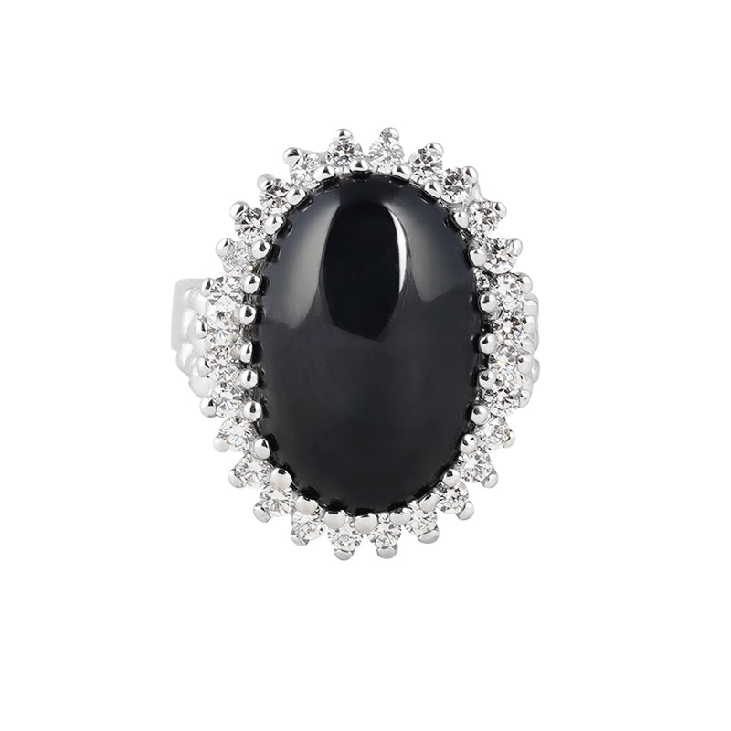 Black Star & Zircon Ring in Sterling Silver