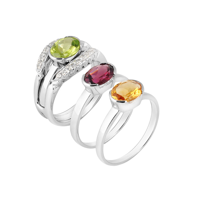 Multi Stone & Zircon Ring in Sterling Silver