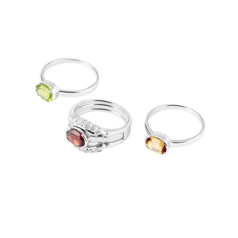 Semi Precious Stone Ring Set in Sterling Silver