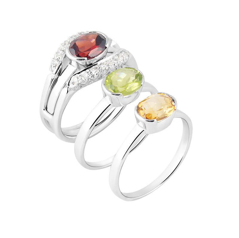 Semi Precious Stone Ring Set in Sterling Silver