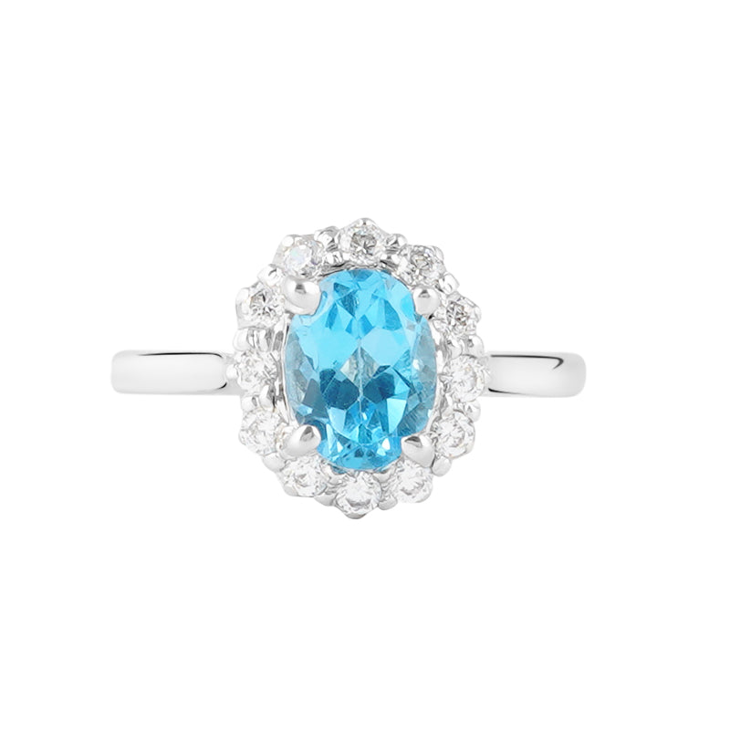 Blue Topaz & Zircon Ring in Sterling Silver