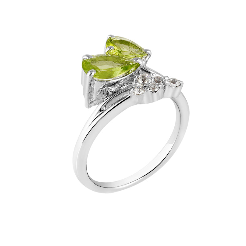 Peridot & Zircon Ring in Sterling Silver