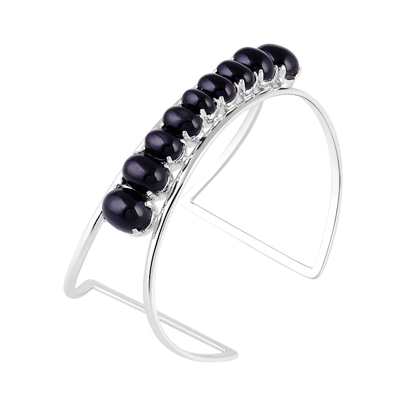 Sterling Silver Black Star Bangle