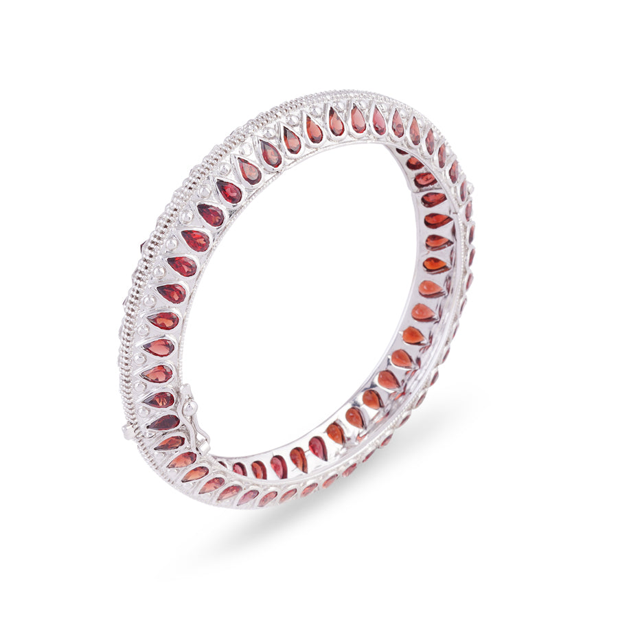 Sterling Silver Garnet Bangle