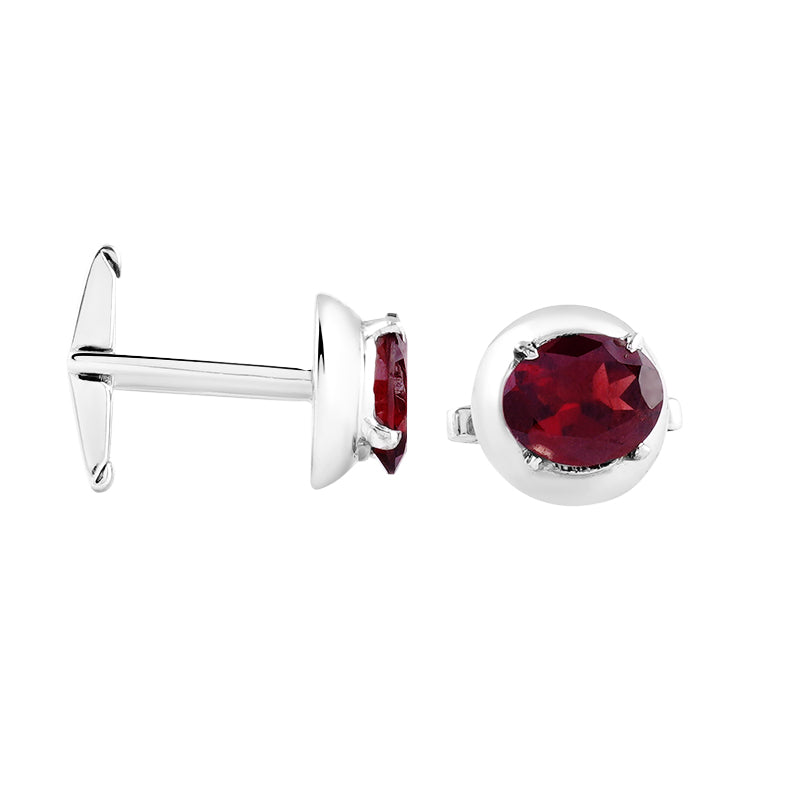 Sterling Silver Garnet Cufflinks