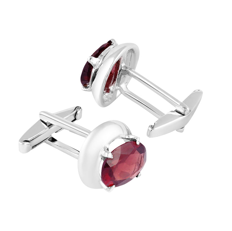 Sterling Silver Garnet Cufflinks