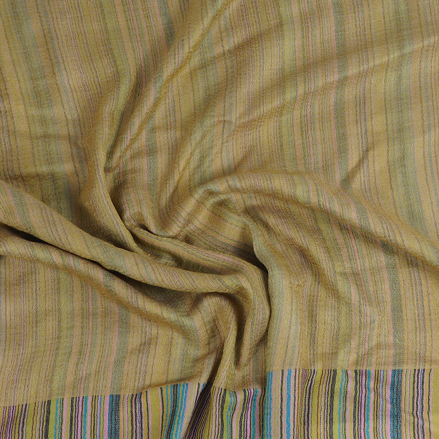 Ocre Reversible Cashmere Stole and Multicolor Stripes