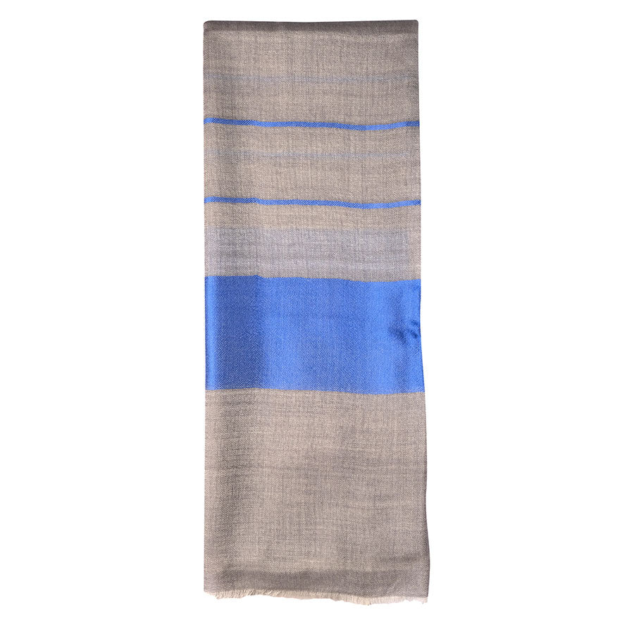 Slate Cashmere stole in Cobalt Blue Silk Border