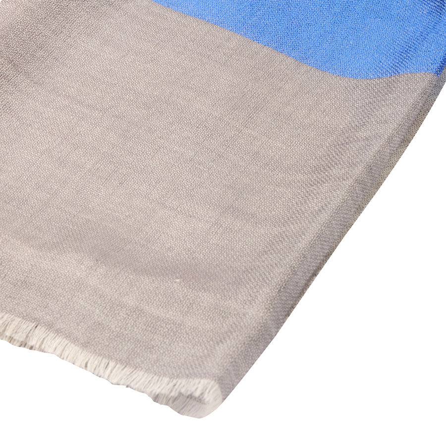 Slate Cashmere stole in Cobalt Blue Silk Border