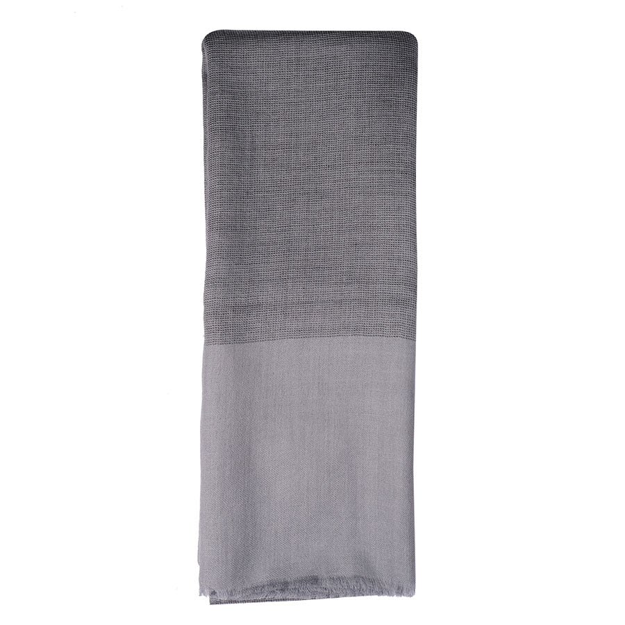 Slate Khadi Wollen stole with Cloud border