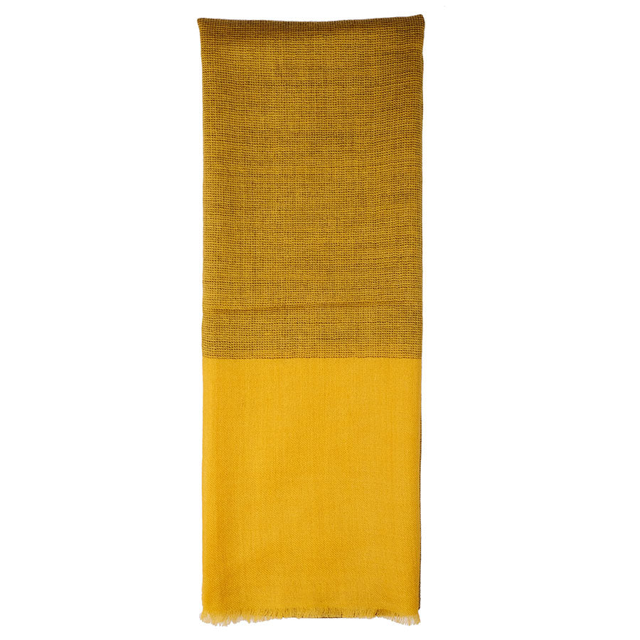 Ocre Khadi Wollen Stole with Corn border