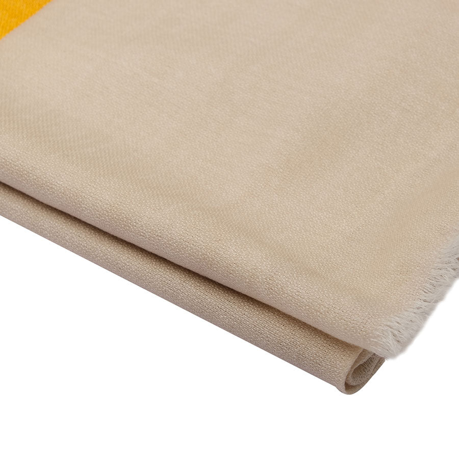 Cream Cashmere stole in Yellow Silk Border