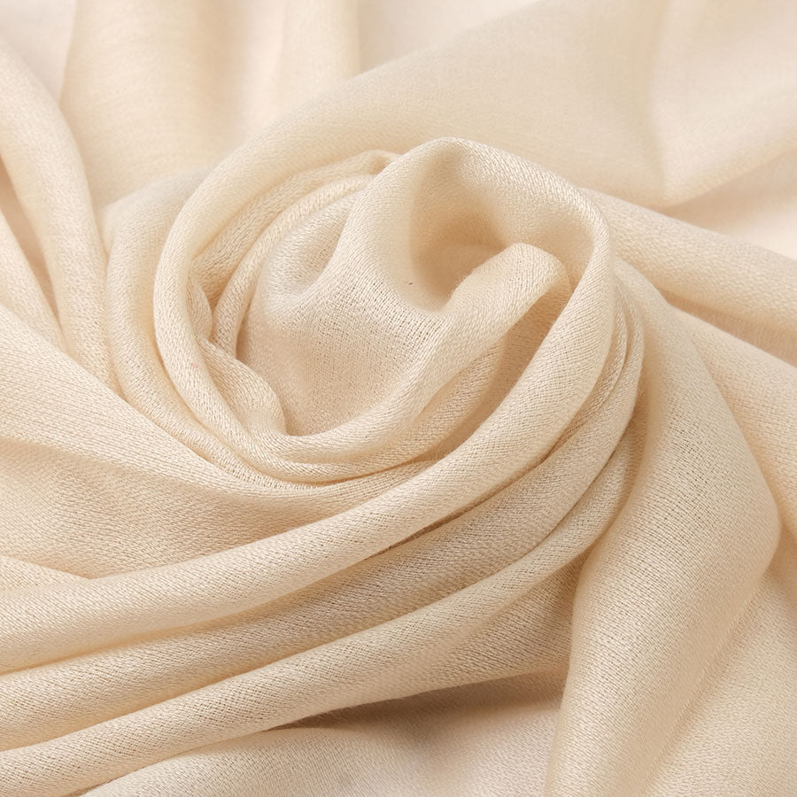 Cream Cashmere stole in Yellow Silk Border