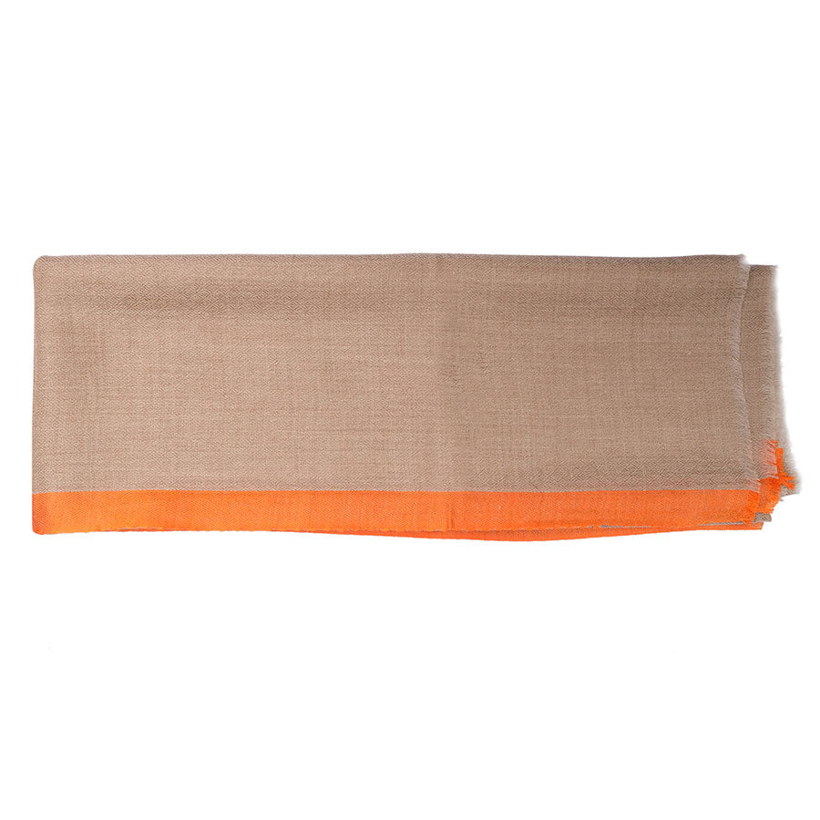 A sepia Shahbano stole in Orange Border