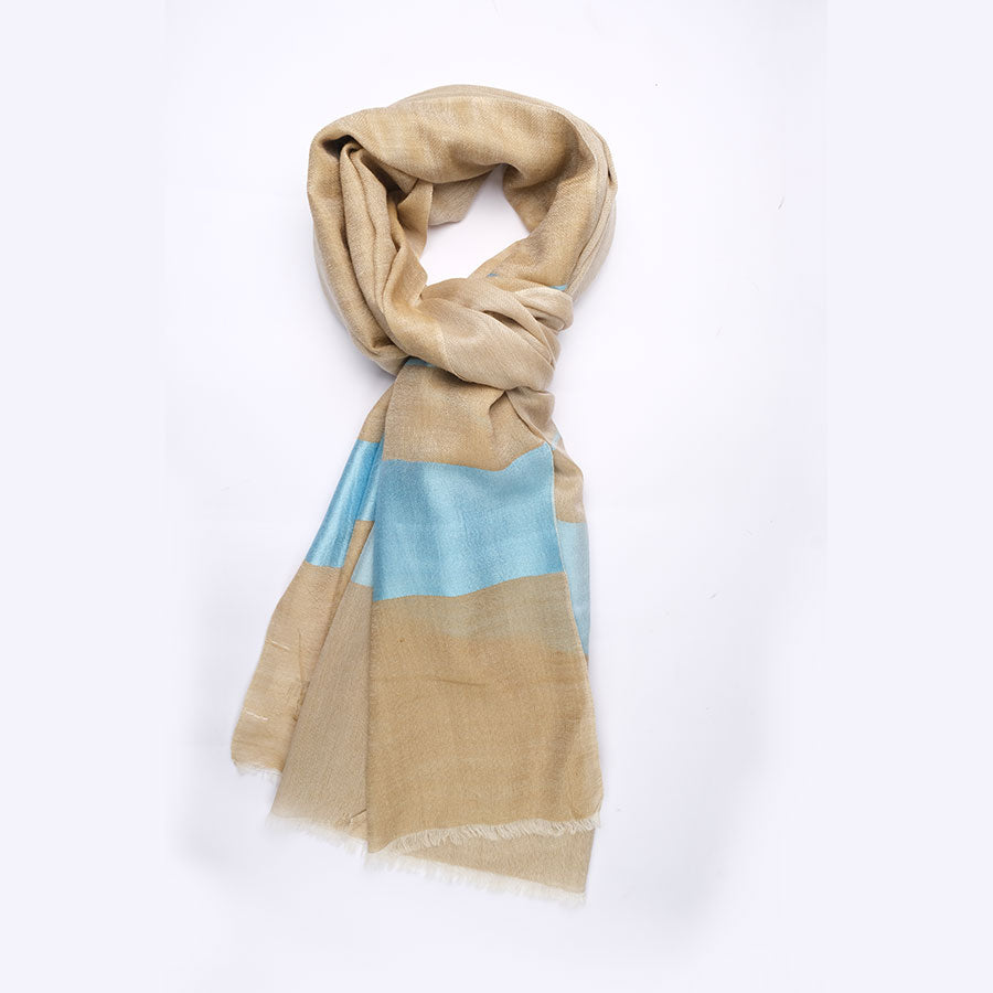 Sepia Cashmere stole in Arctic Silk Border