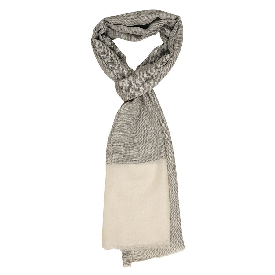 Grey Khadi Wollen stole with Ivory end