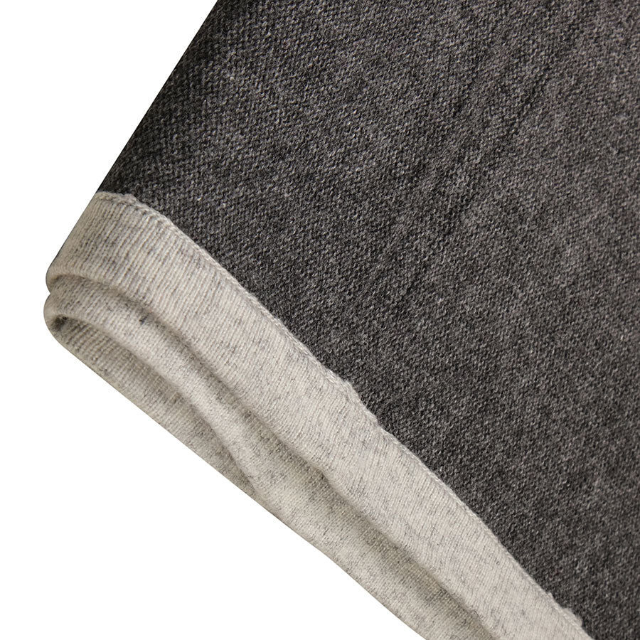 Knitted Carbon Grey Heather stole in contrast Cream Border