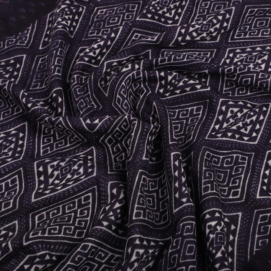 Native Indian Baghru design stole in Navy & Burgundy