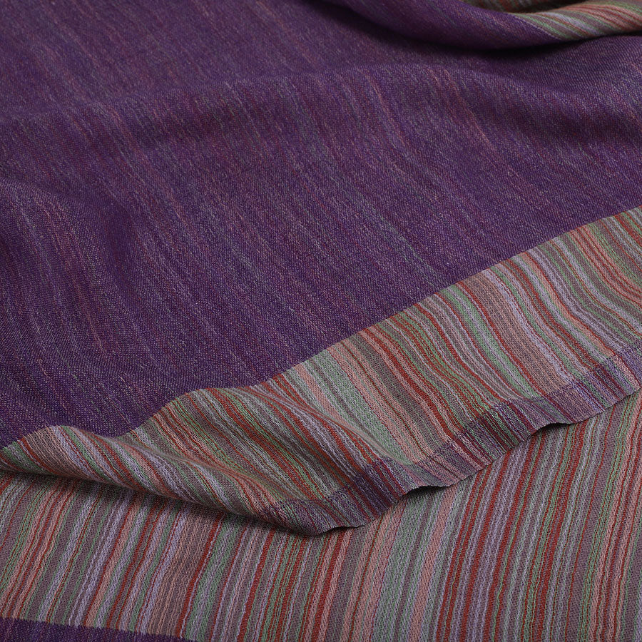 Purple Reversible Cashmere Stole and Multicolor Stripes