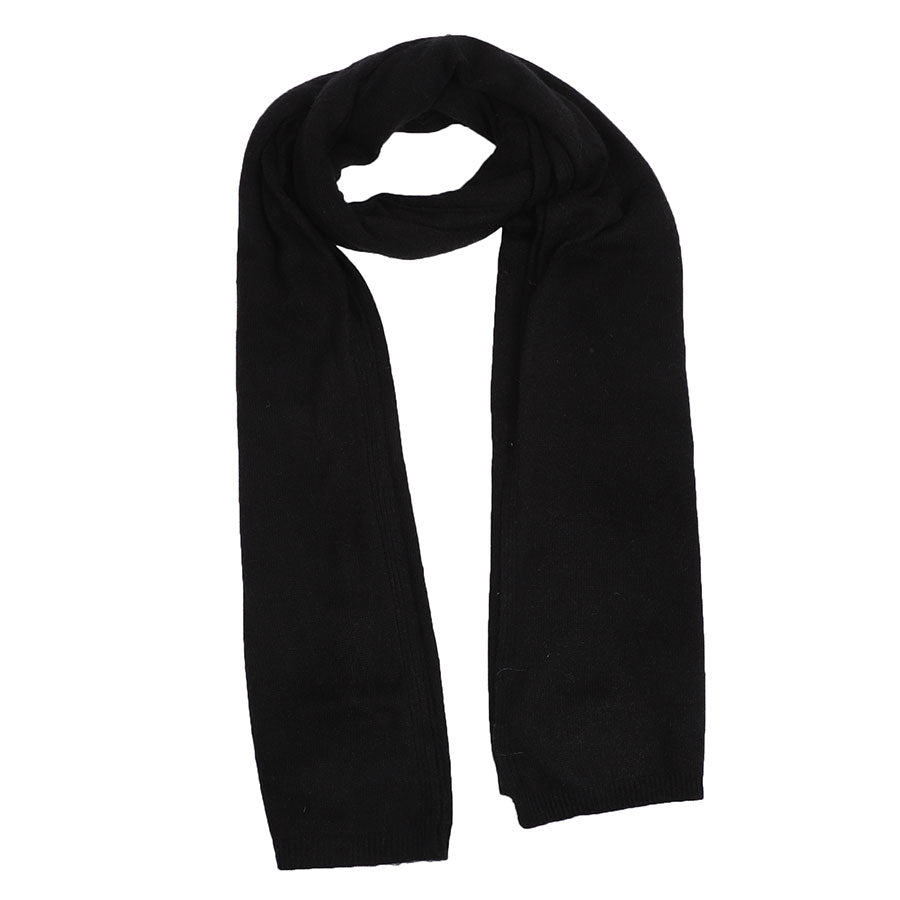 Yarn Dyed Knitted Solid Black Stole