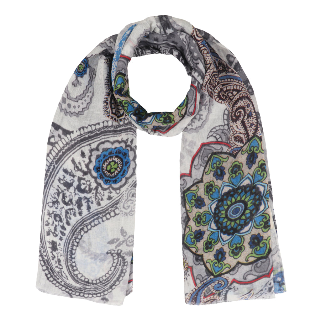 Linen Screen Printed Stole - Paisley