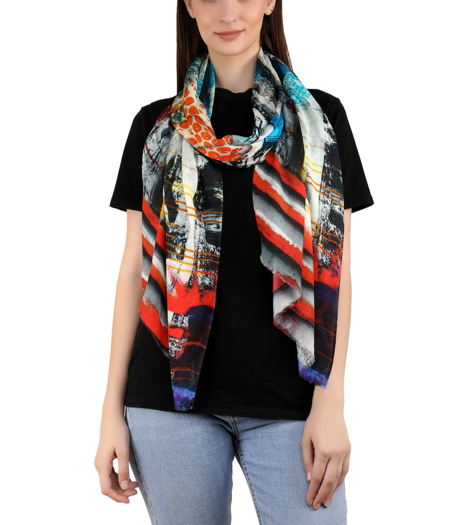 Milk Digital Printed Stole -  Abstract Gino