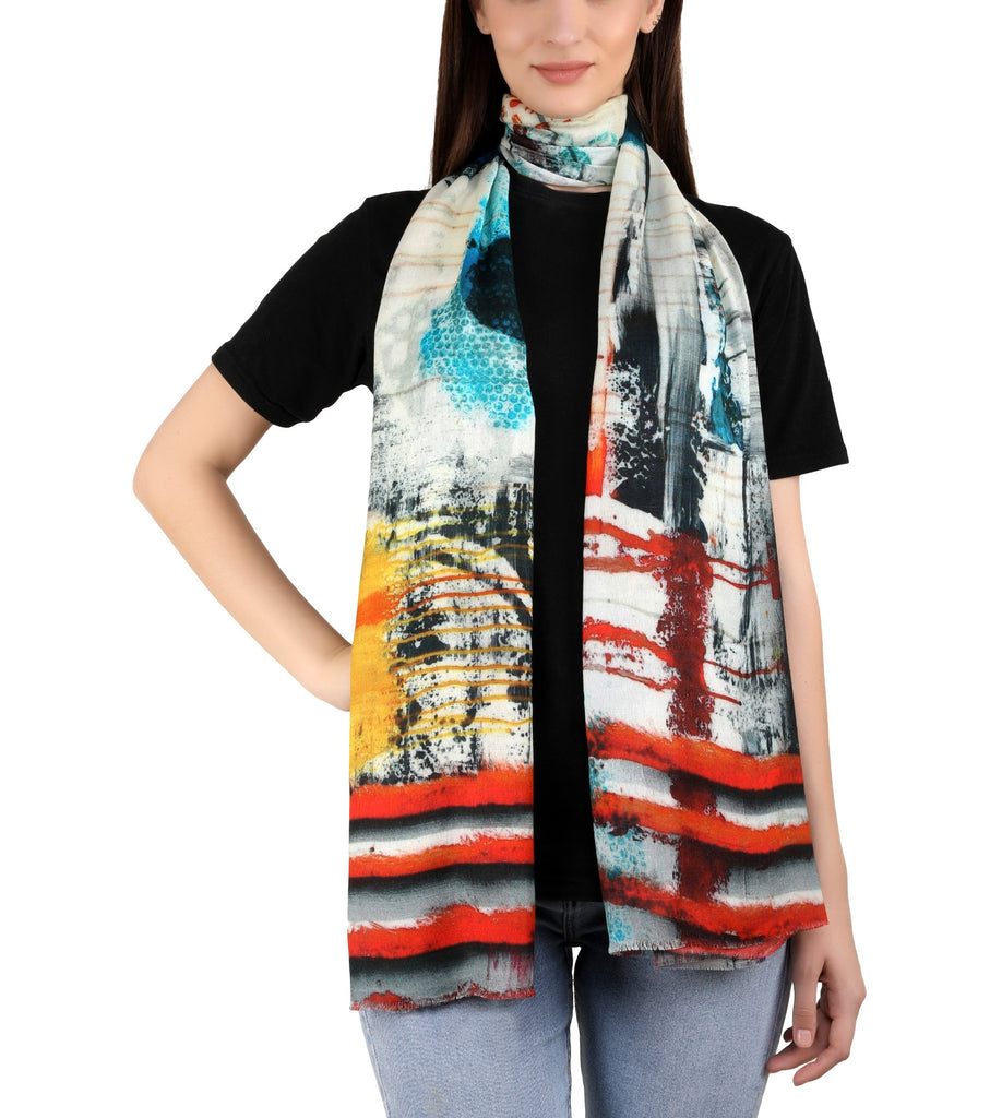 Milk Digital Printed Stole -  Abstract Gino