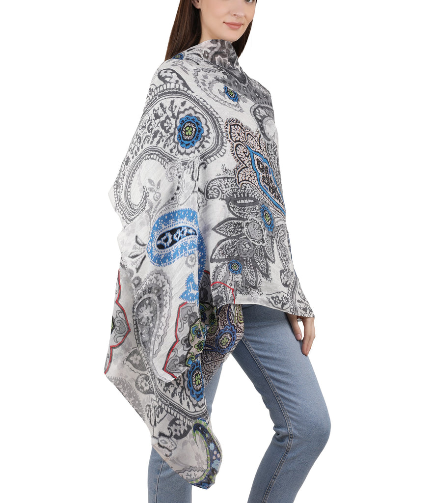 Linen Screen Printed Stole - Paisley