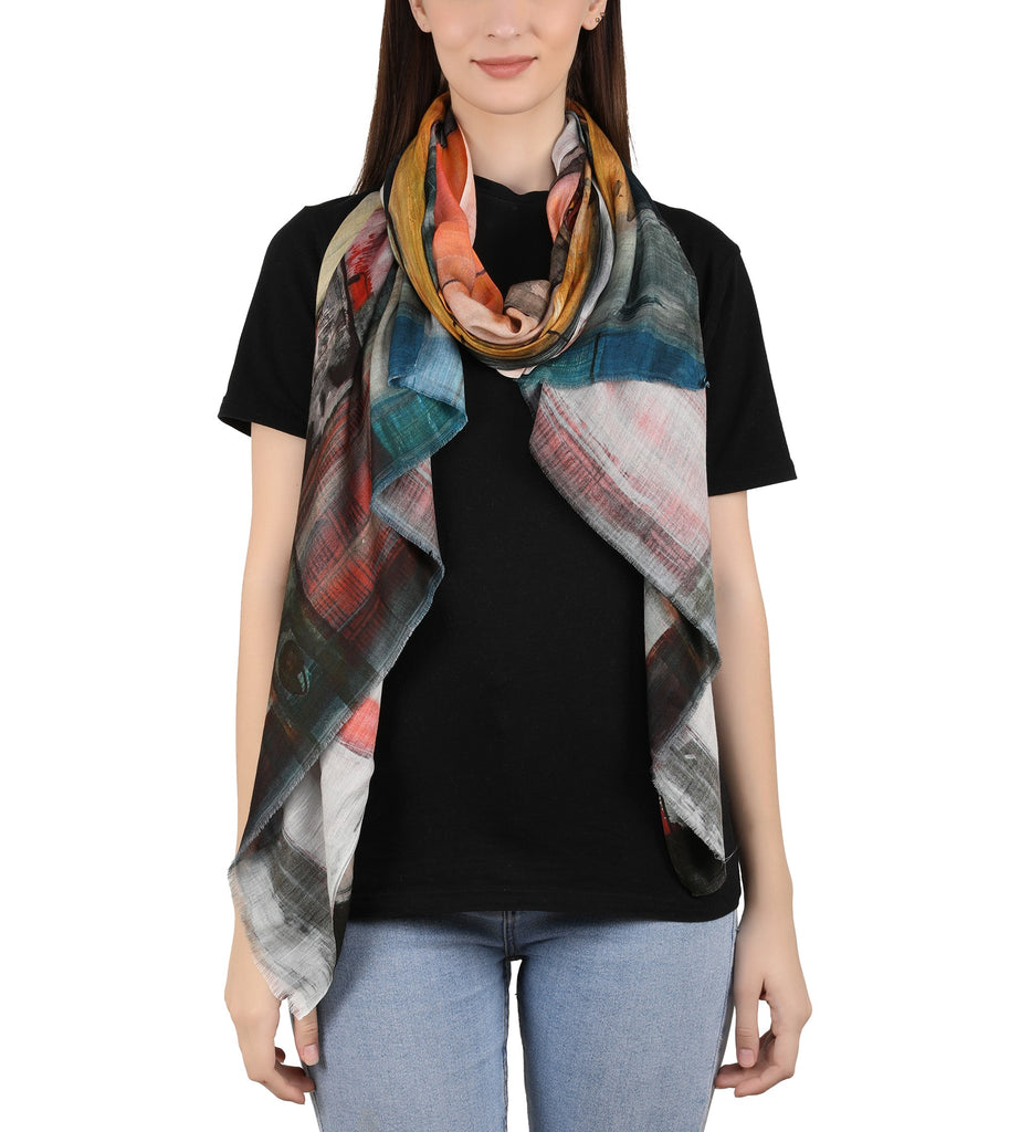 Milk Digital Printed Stole -Abstract Mosaic