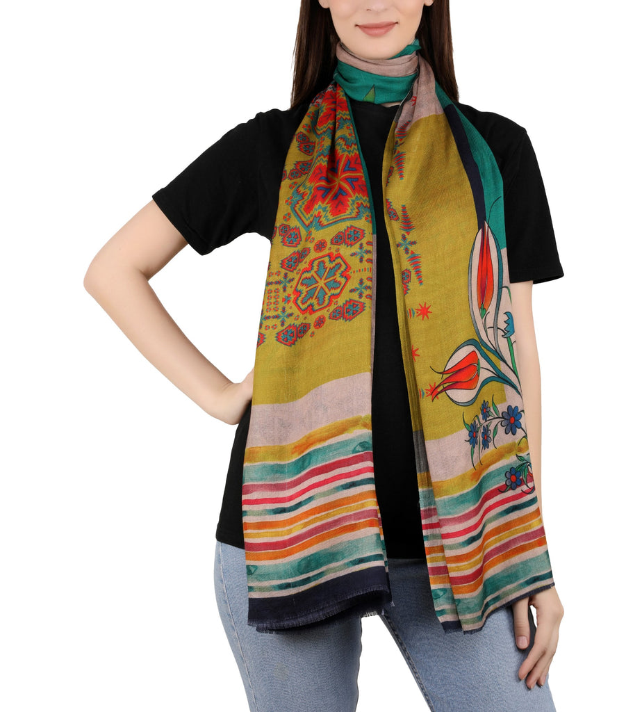 Bamboo Silk Brush Painted Stole - Malang